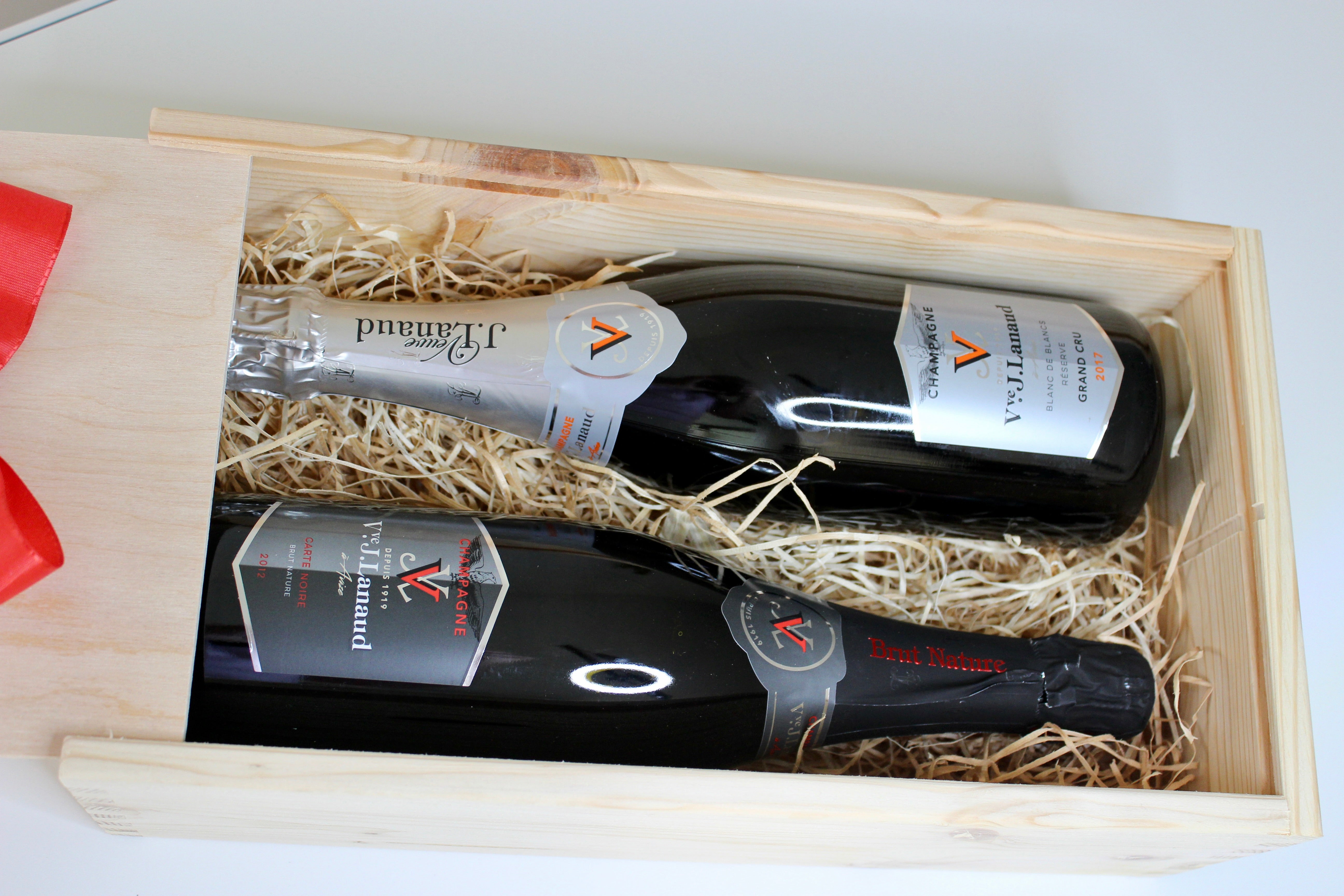 Champagnifique Lanaud 2 flessen met geschenkkist Houten – van J. Veuve